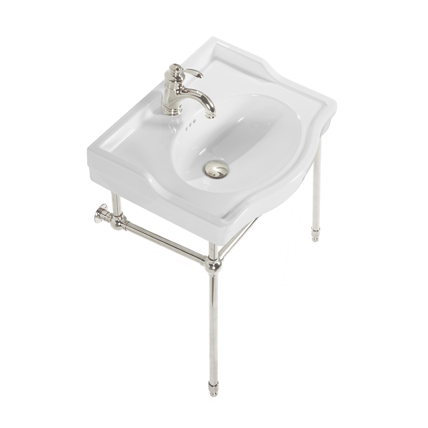 Bathroom 24-inch console sink, combining the industrial style metal console stand and the classic rectangle shape porcelain basin